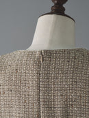 Half sleeve piping tweed one-piece