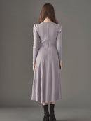 Rib knit puff-sleeve one-piece