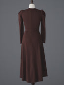 Rib knit puff-sleeve one-piece