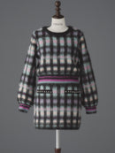 Cotton cloud check knit tops