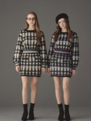 Cotton cloud check knit tops