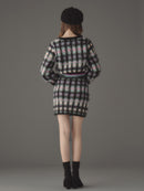 Cotton cloud check knit tops