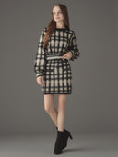 Cotton cloud check knit tops