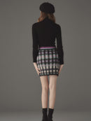 Cotton cloud check knit skirt