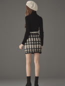 Cotton cloud check knit skirt