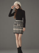 Cotton cloud check knit skirt