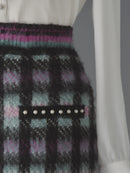 Cotton cloud check knit skirt