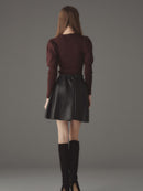 Elegant sleeve sheer knit tops