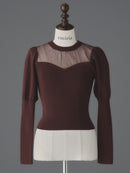 Elegant sleeve sheer knit tops