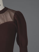 Elegant sleeve sheer knit tops
