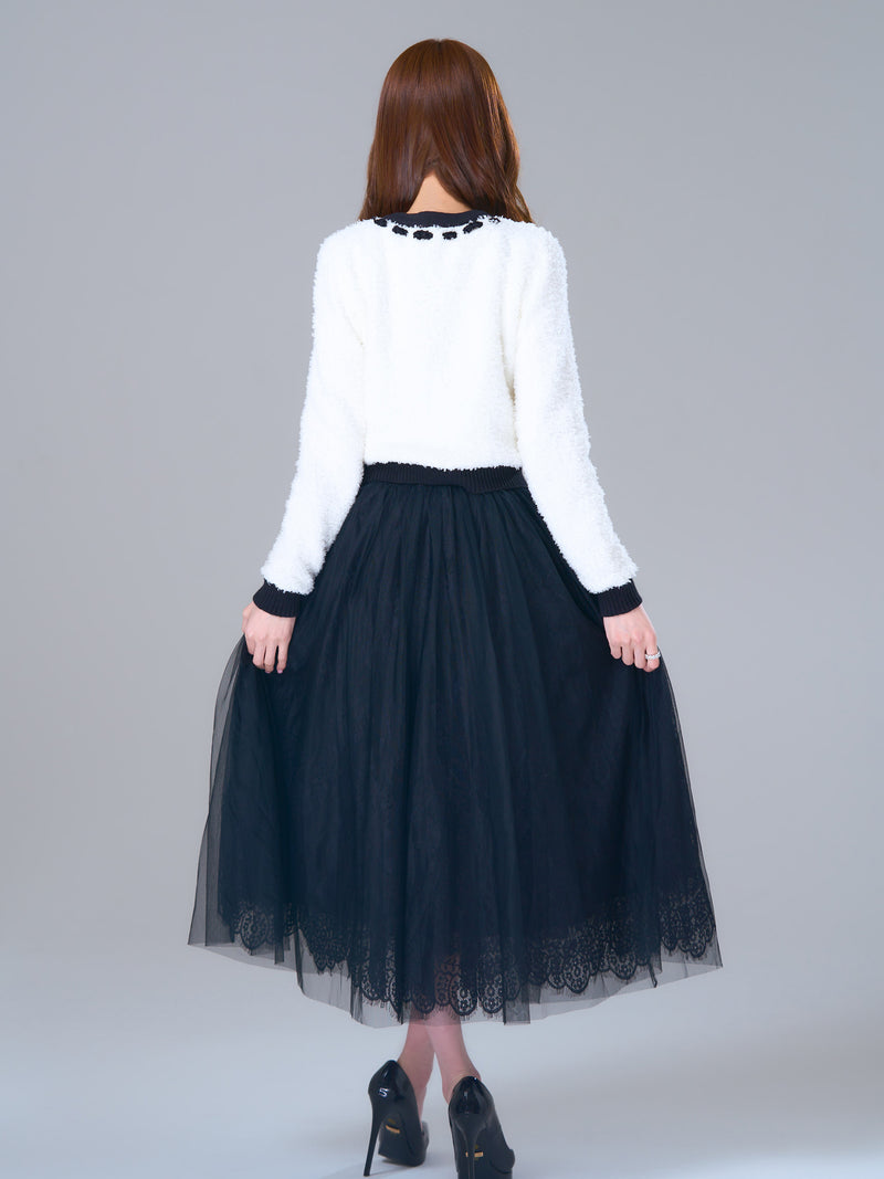 Monotone feather knit tops