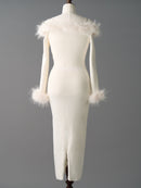 Chic Faux Fur Knit Dress