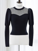 Elegant sleeve sheer knit tops