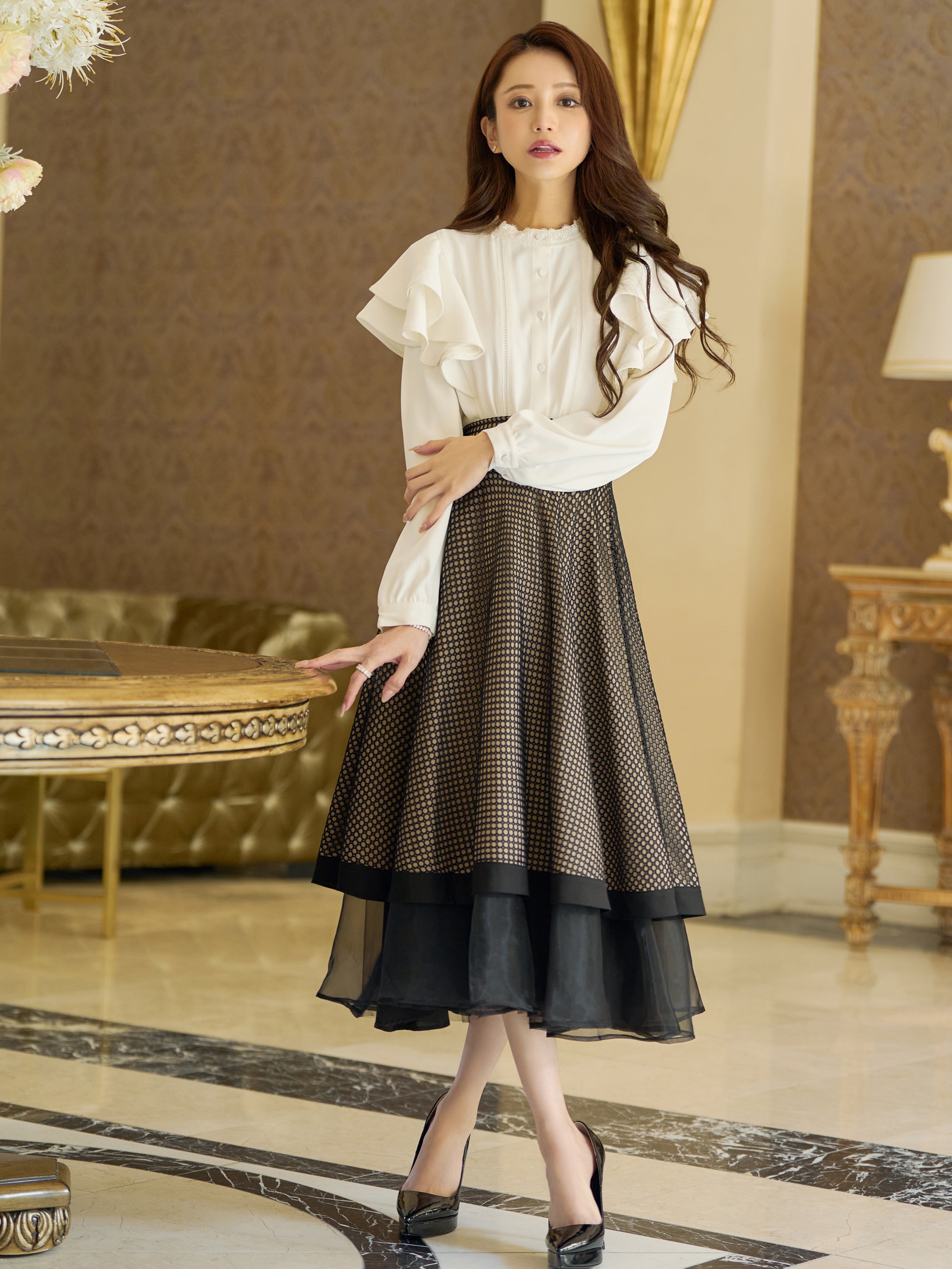 Luxury organdy flare skirt