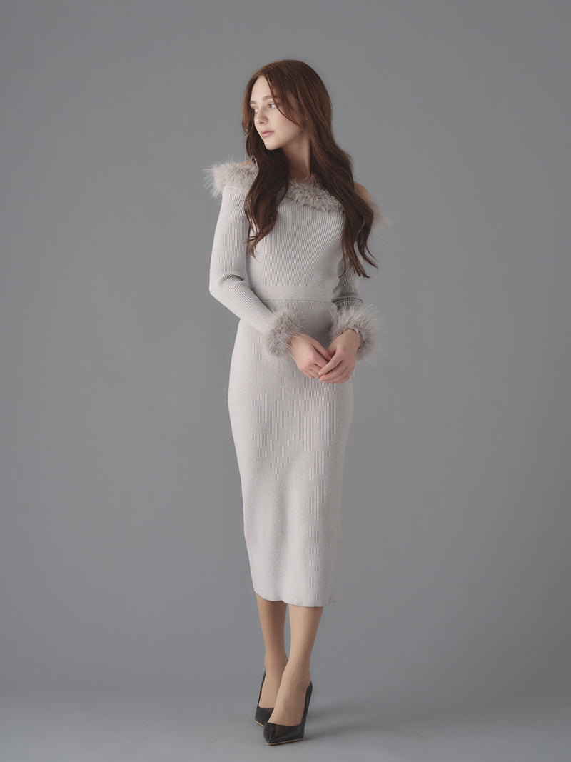 Chic Faux Fur Knit Dress