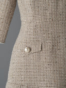 Half sleeve piping tweed one-piece