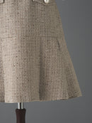 Half sleeve piping tweed one-piece