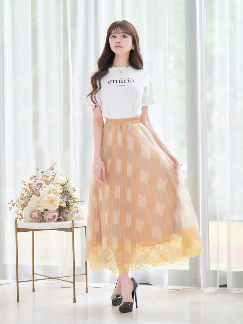 Tulle check skirt | エミリアウィズ 公式オンラインストア