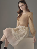 パワショルシアーチェックワンピース