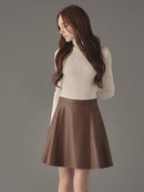 Fake leather flare mini skirt