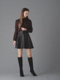 Fake leather flare mini skirt