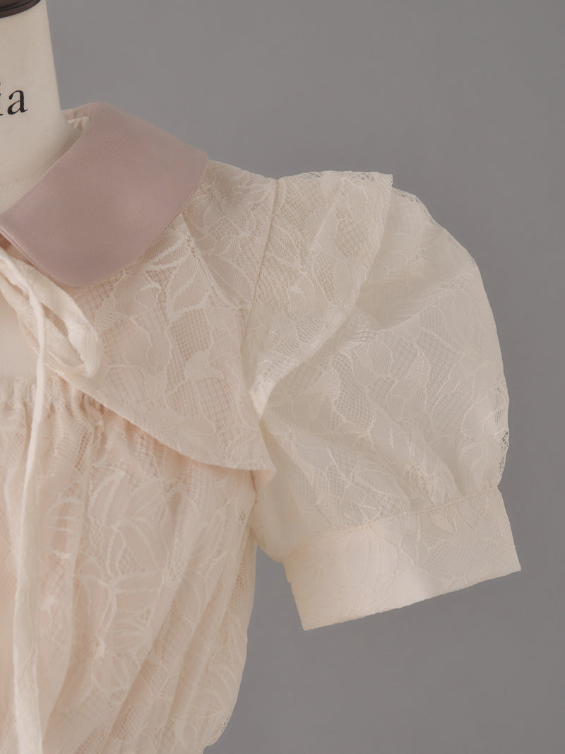 Shoulder frill lace one-piece