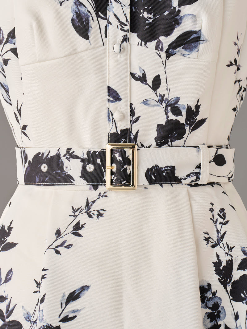 Monochrome Fleur Flare Dress