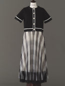 Leather piping court knit tops