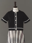 Leather piping court knit tops