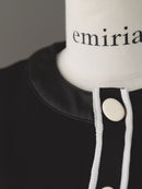 Leather piping court knit tops