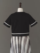 Leather piping court knit tops