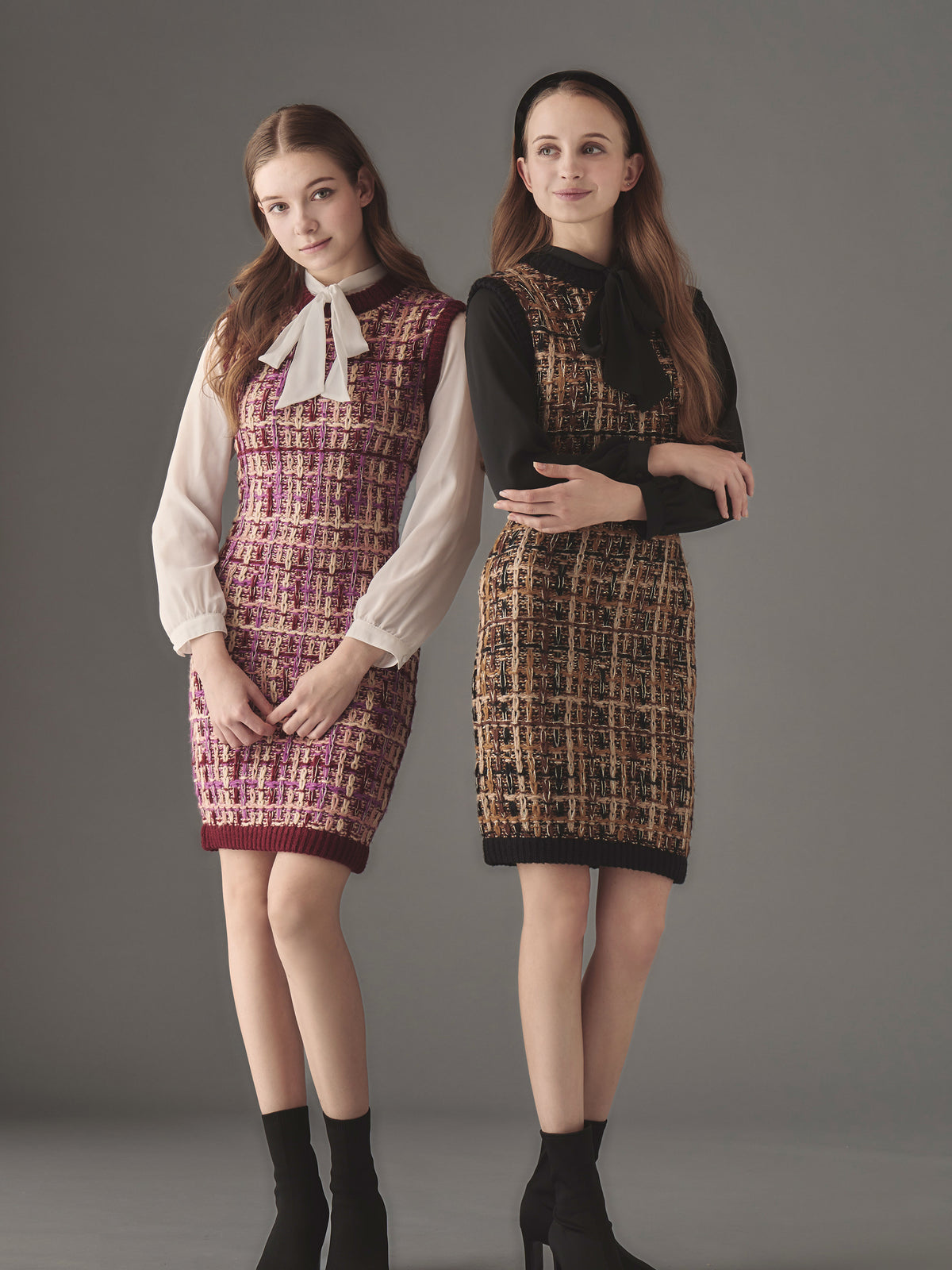 Sleeveless tweed knit one-piece | エミリアウィズ 公式オンラインストア