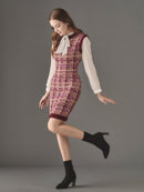 Sleeveless tweed knit one-piece