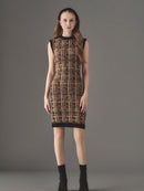 Sleeveless tweed knit one-piece