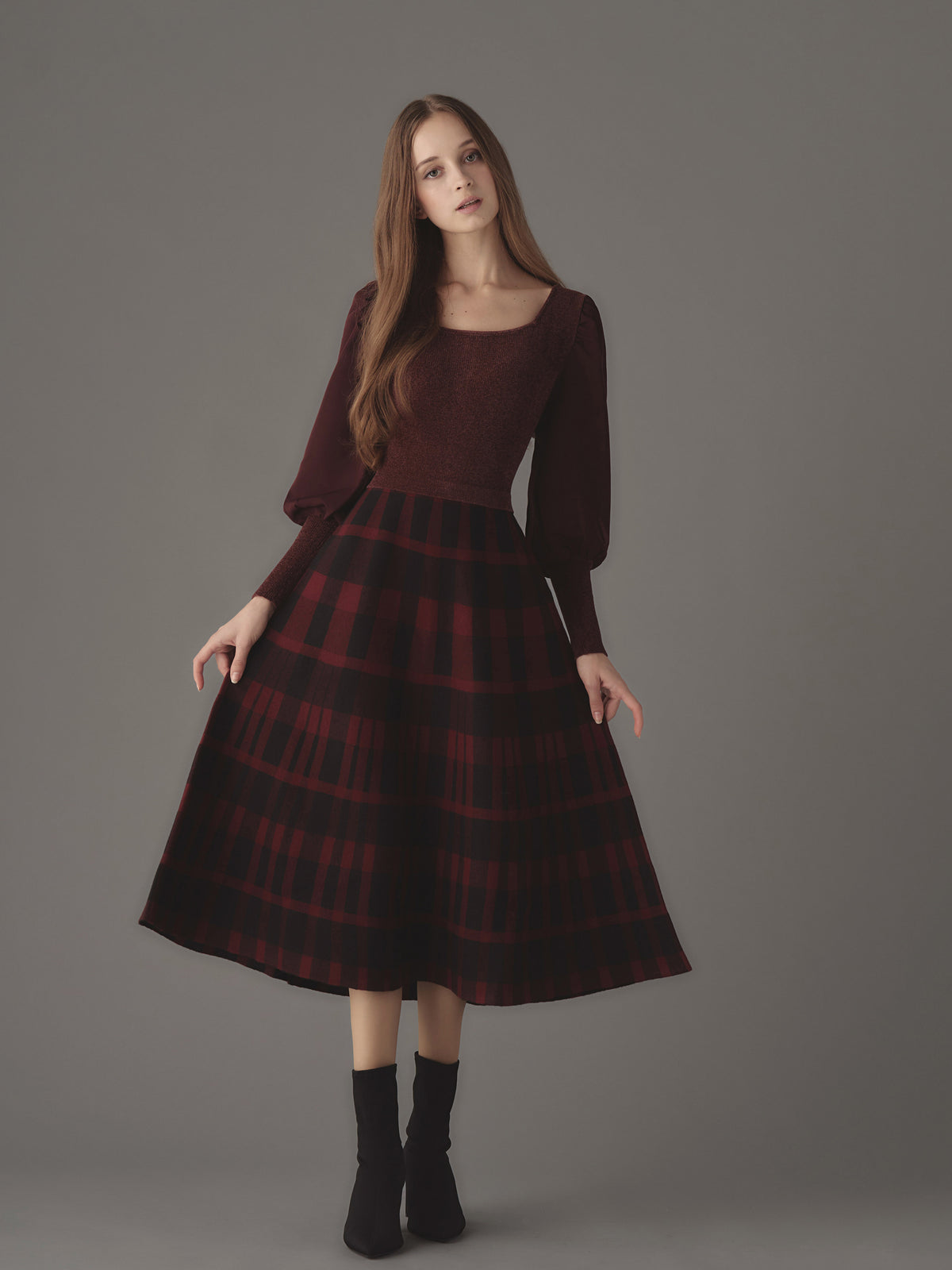 超お得！　emiriawiz　フレア　チェック　ドッキングワンピース　Sサイズ 超お得！ emiriawiz フレア チェック ドッキングワンピース S