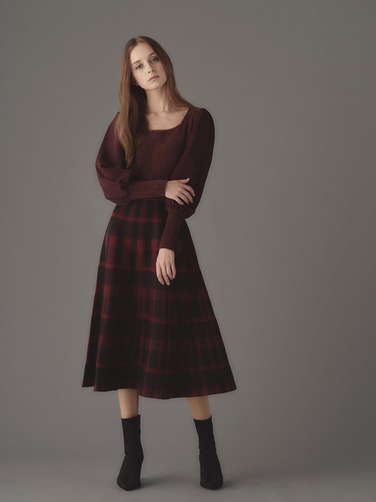 Frele check knit docking one-piece | エミリアウィズ 公式オンライン