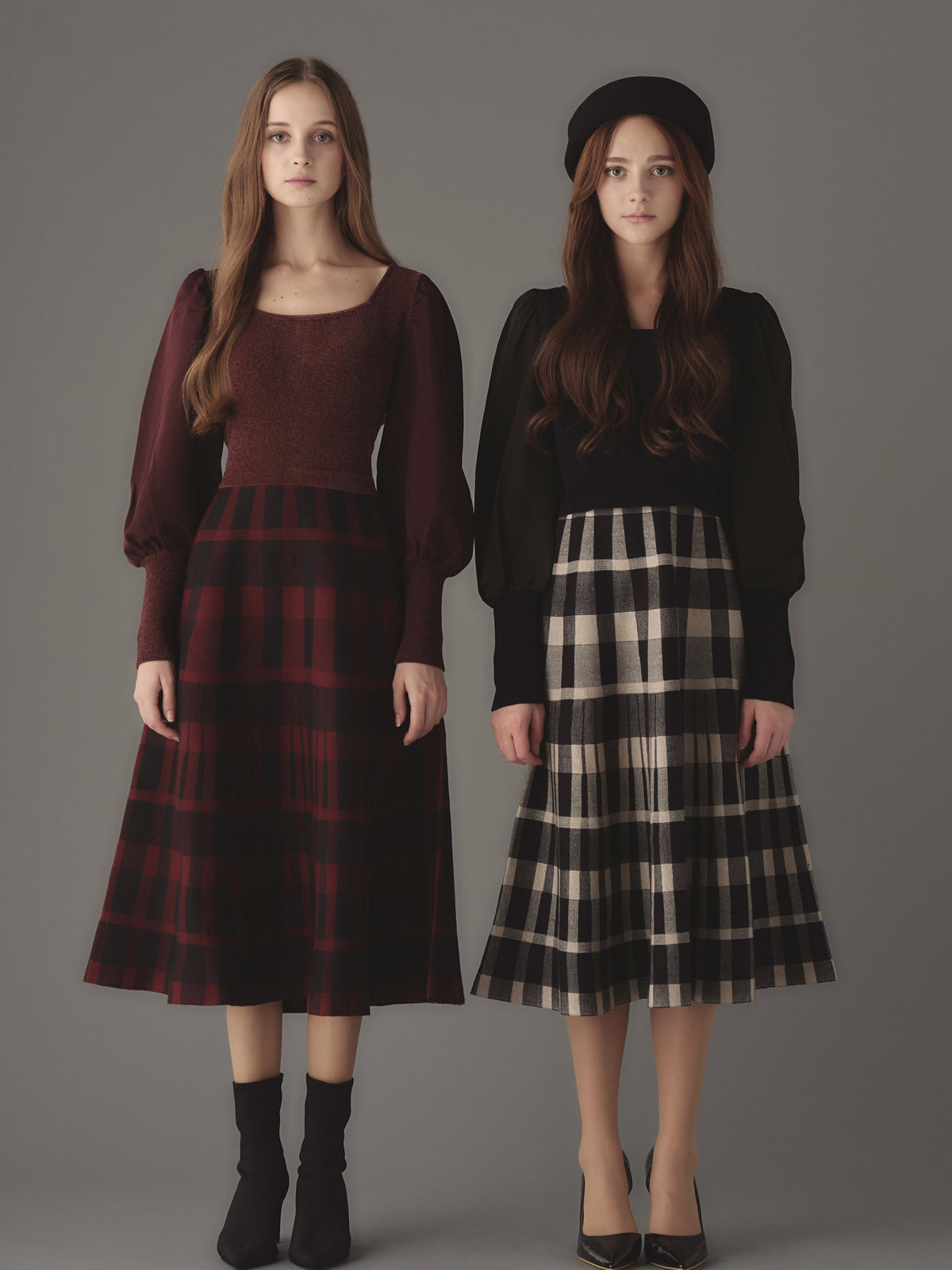 Acka docking frill one-piece サイズ2 Frele check knit docking one-piece | エミリアウィズ 公式