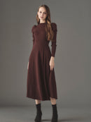 Rib knit puff-sleeve one-piece