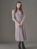 Rib knit puff-sleeve one-piece