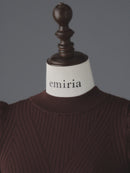 Rib knit puff-sleeve one-piece