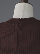 Rib knit puff-sleeve one-piece