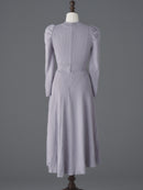 Rib knit puff-sleeve one-piece