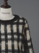 Cotton cloud check knit tops