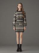 Cotton cloud check knit tops