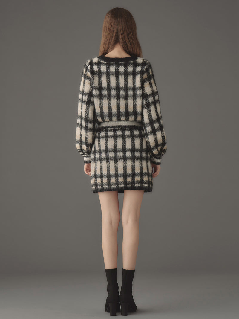 Cotton cloud check knit tops