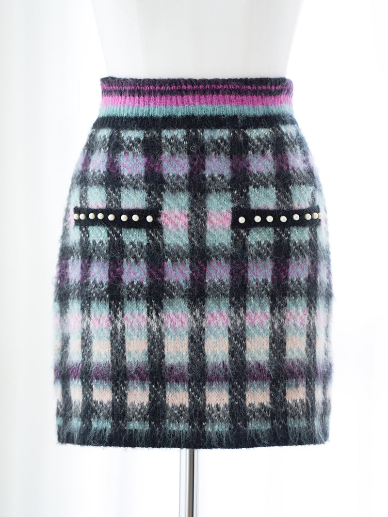 Cotton cloud check knit skirt