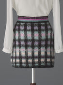 Cotton cloud check knit skirt