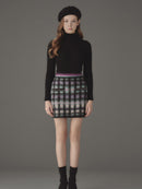 Cotton cloud check knit skirt