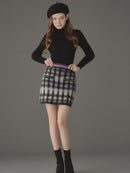 Cotton cloud check knit skirt