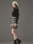 Cotton cloud check knit skirt